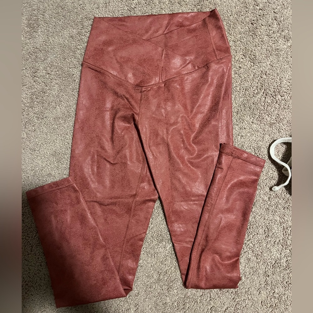 aerie offline crossover faux leather leggings! super comfy inside!